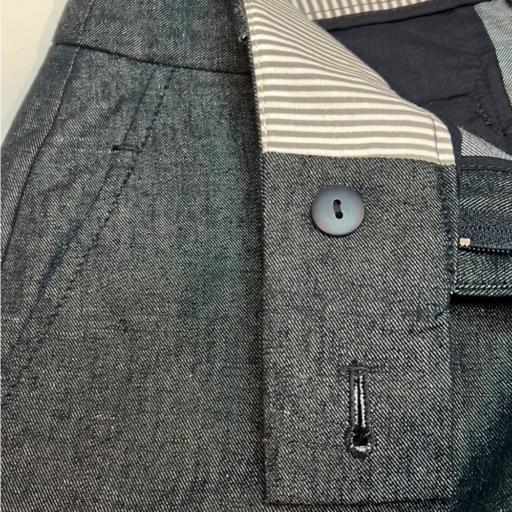 LOFT Dark Gray Denim Jacket with Striped Lining
